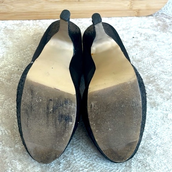 Steve Madden Black 5" High Heels Platform Pumps Satin Black Glitter Sexy Formal - Picture 11 of 16